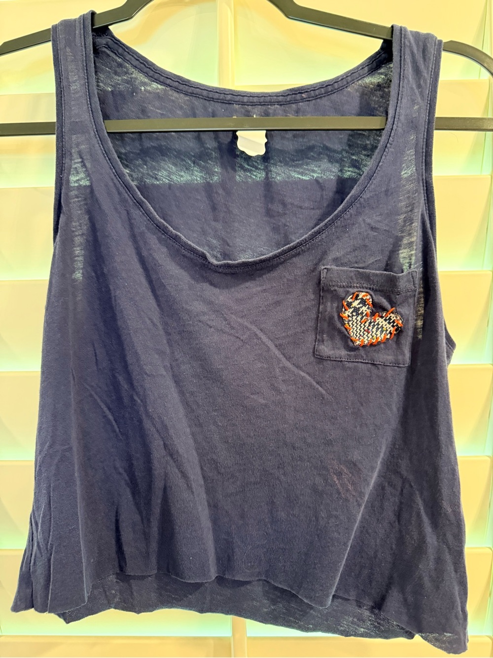 GAP Navy Tank Top with Embroidered Heart from Boutique that Upcycles Clothes-S